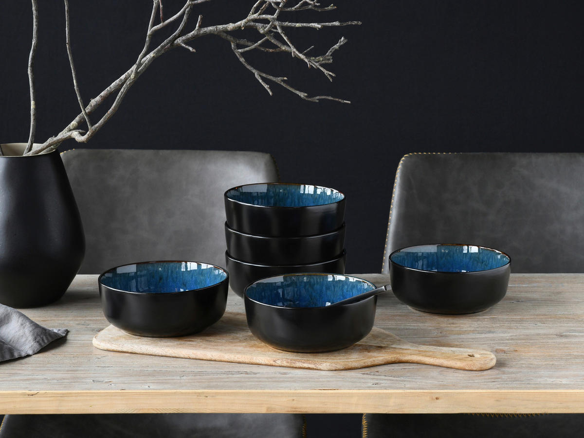 CreaTable Schalen-Set Nordic Fjord Blue blau Steinzeug D: ca. 15,5 cm Nordic Fjord Blue - blau (15,50cm) - CreaTable
