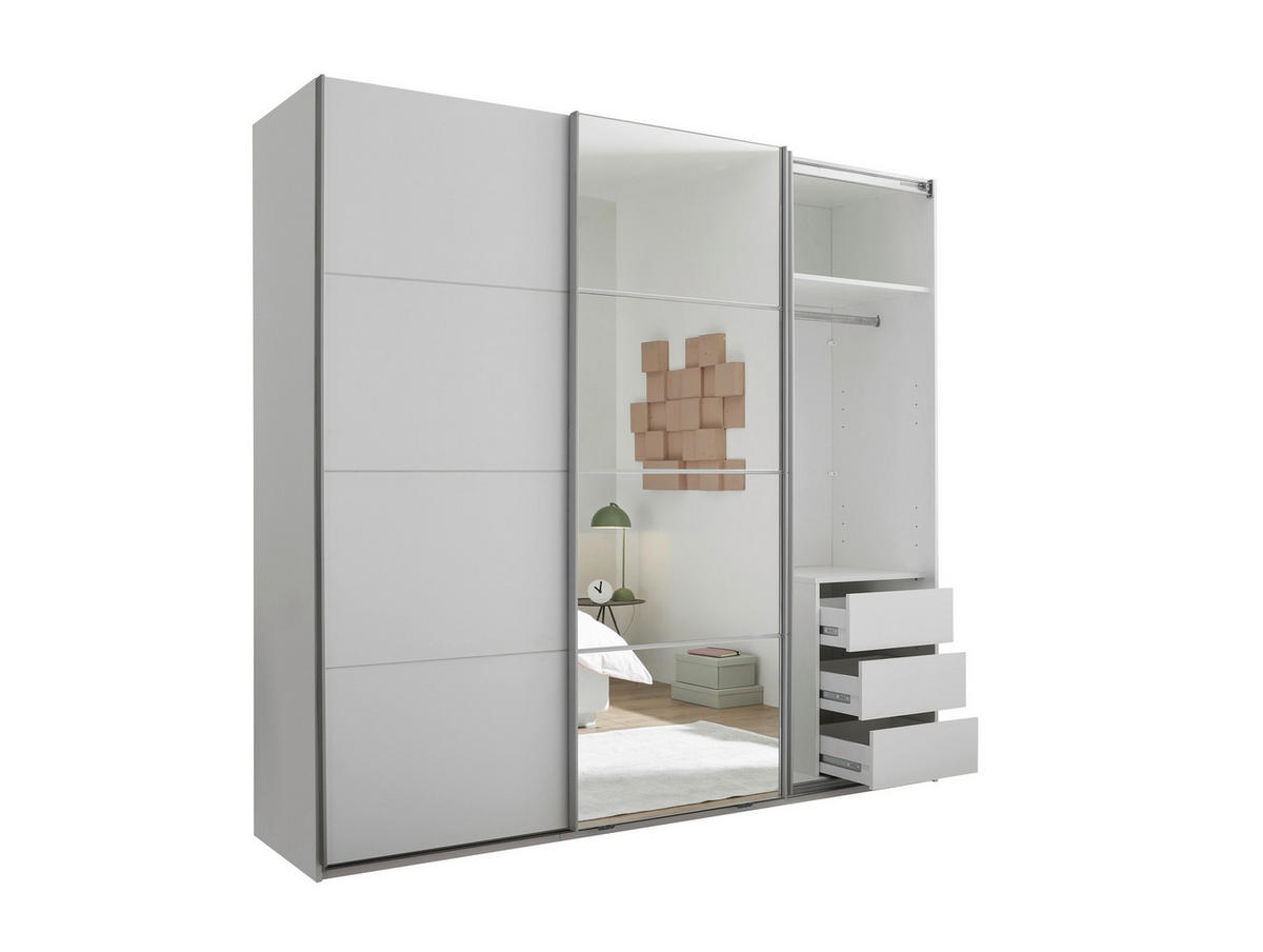 weiß B/H/T: ca. 215x204x60 cm Carano Schwebetürenschrank - weiß (215,00/204,00/60,00cm)