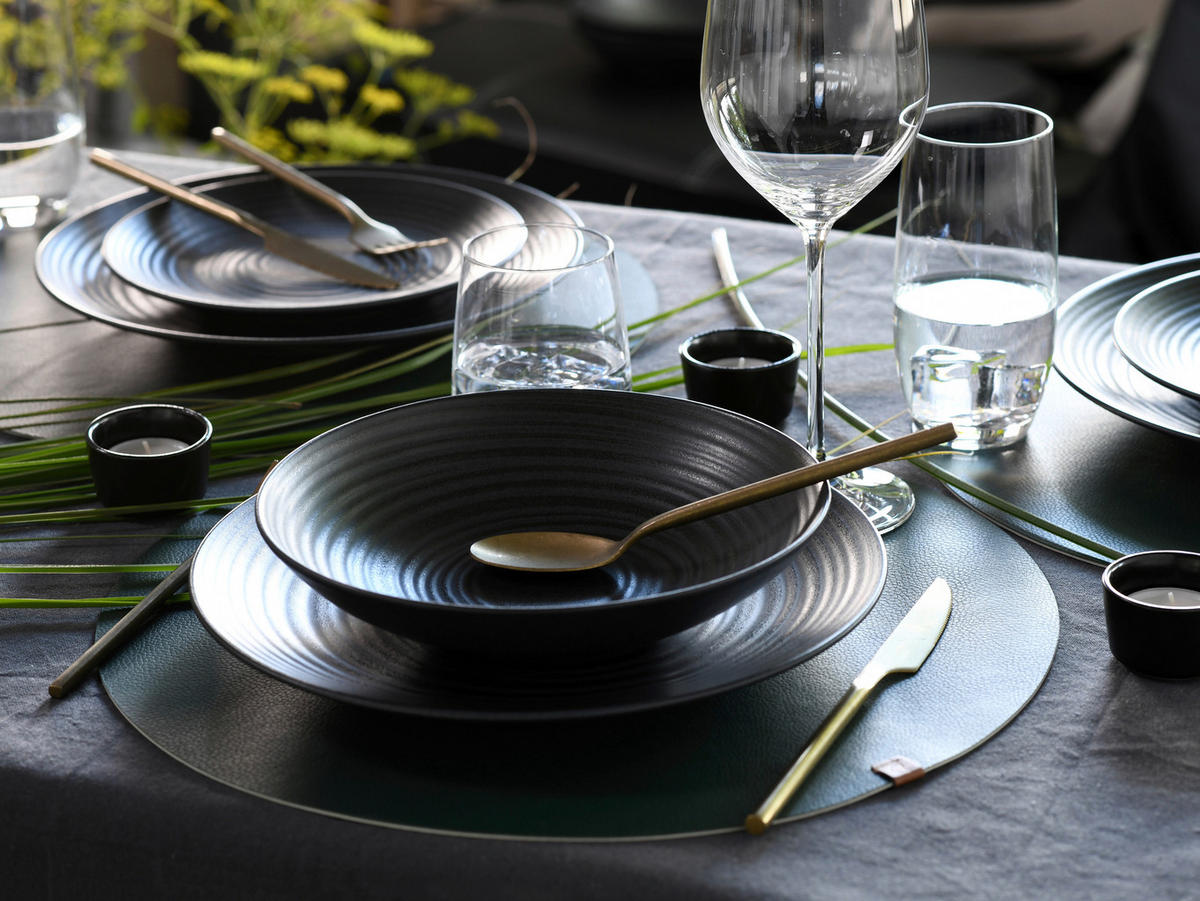CreaTable Kombiservice Lava Stone schwarz Steinzeug 24 tlg. Lava Stone - schwarz - CreaTable