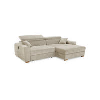 Ecksofa mit elektrischer XXL Sitztiefenverstellung beige Flachgewebe B/H/T: ca. 277x109x187 cm Slider_Ecksofa - beige/Eiche (277,00/109,00/187,00cm)