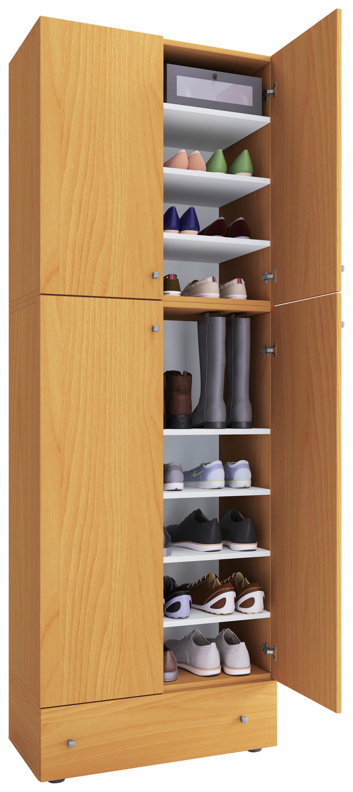 Schuhschrank Lona buche Nachbildung weiß B/H/T: ca. 70x200x39 cm Lona - weiß/buche (70,00/200,00/39,00cm) - VCM Möbel