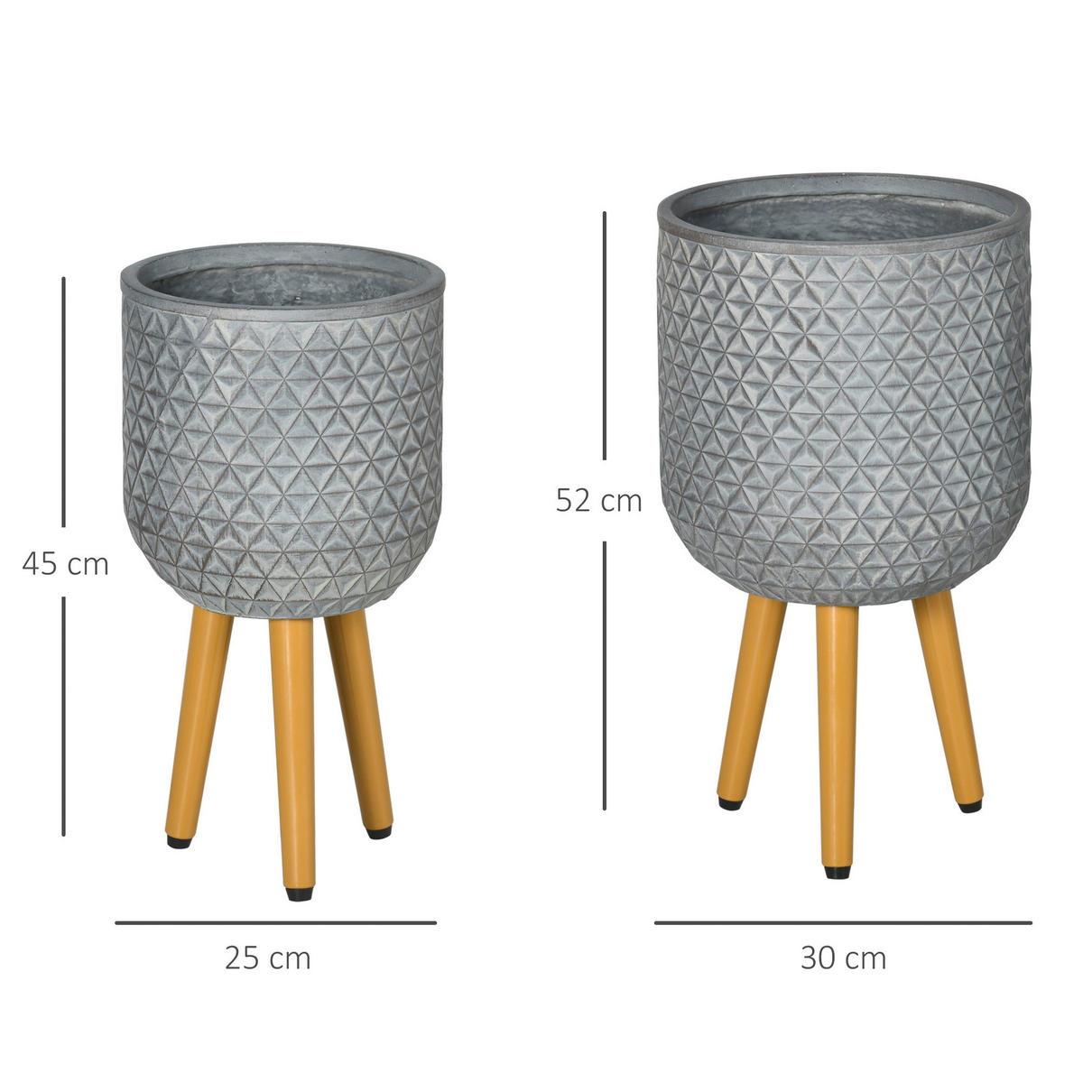 Outsunny Blumentöpfe-Set grau Polypropylen B/H/L: ca. 30x52x30 cm Blumentöpfe-Set - grau (30,00/30,00/52,00cm) - Outsunny