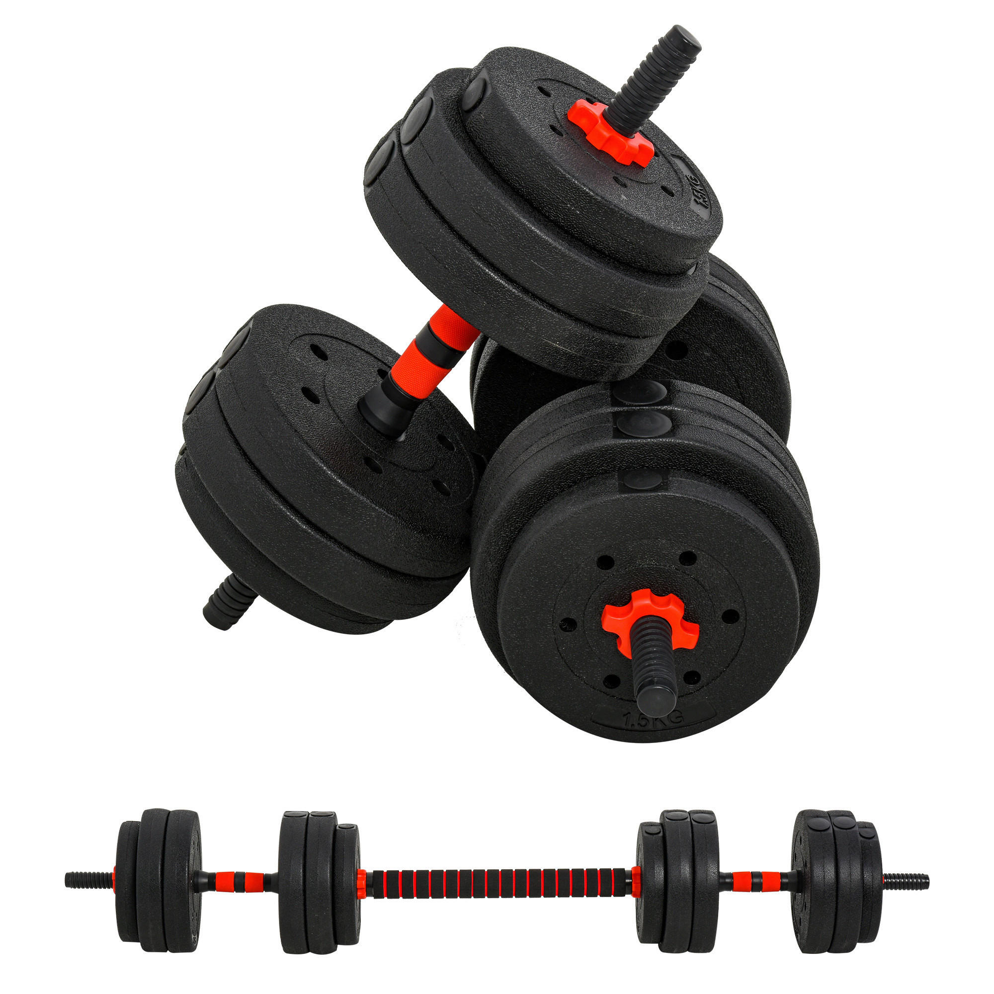 HOMCOM Hantel-Set schwarz Edelstahl B/H/L: ca. 21x21x50 cm Hantelset - schwarz (50,00/21,00/21,00cm) - HOMCOM