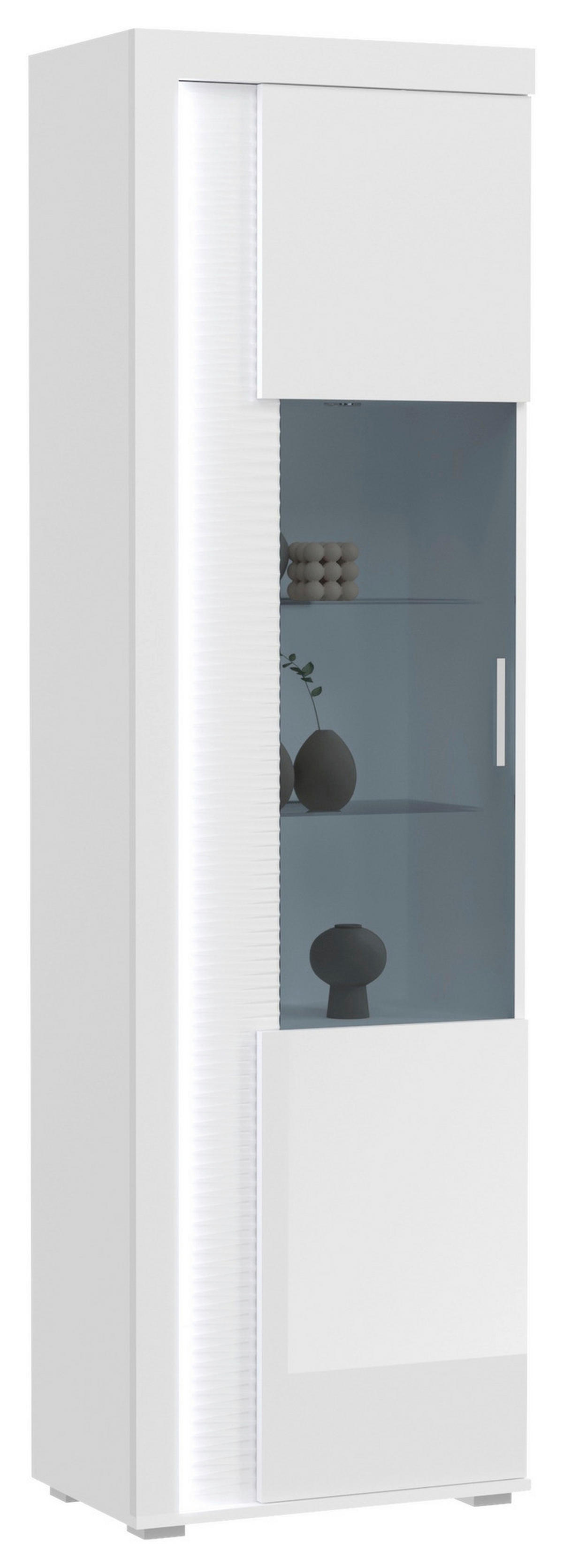 Standvitrine Skylight weiß weiß Hochglanz B/H/T: ca. 60x202x37 cm Skylight - weiß (60,00/202,00/37,00cm)