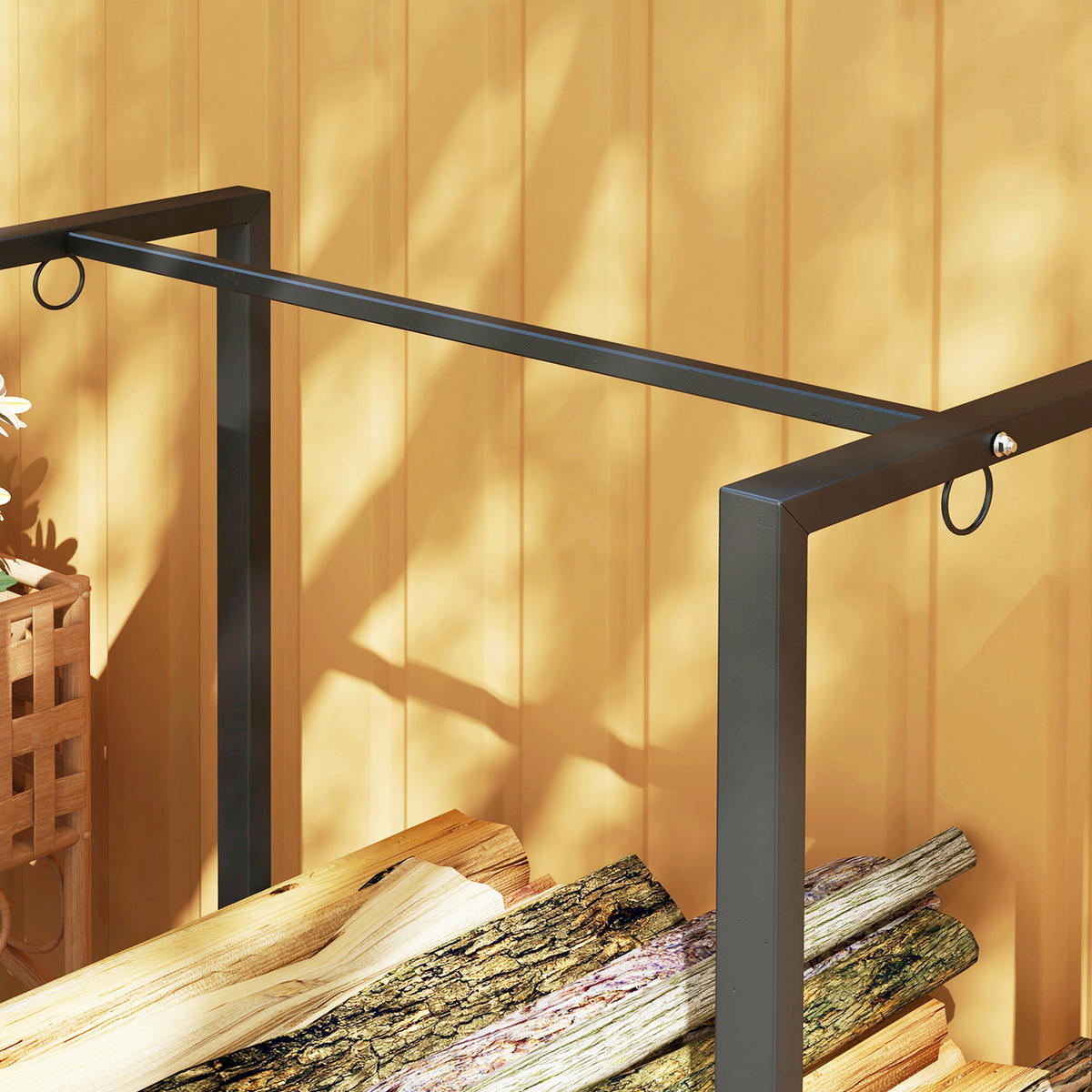 Outsunny Kaminholzregal schwarz B/H/L: ca. 32x115x240 cm Kaminholzregal - schwarz (240,00/32,00/115,00cm) - Outsunny