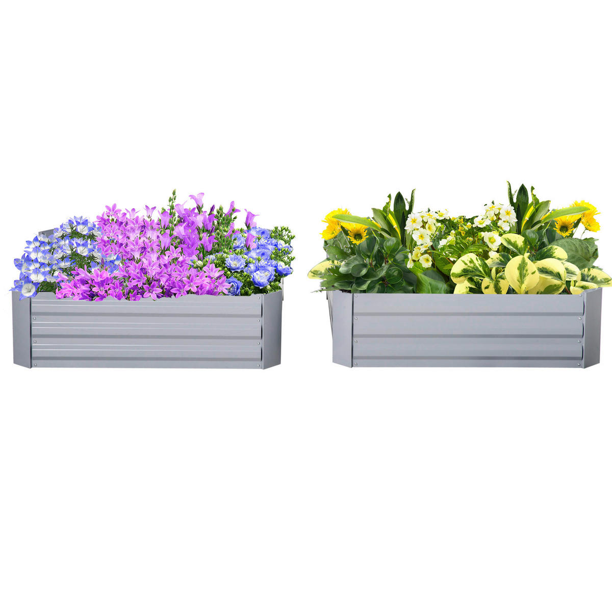 Outsunny Hochbeet 2er-Set grau Stahl B/H/L: ca. 100x30x100 cm Hochbeet 2er-Set - grau (100,00/100,00/30,00cm) - Outsunny