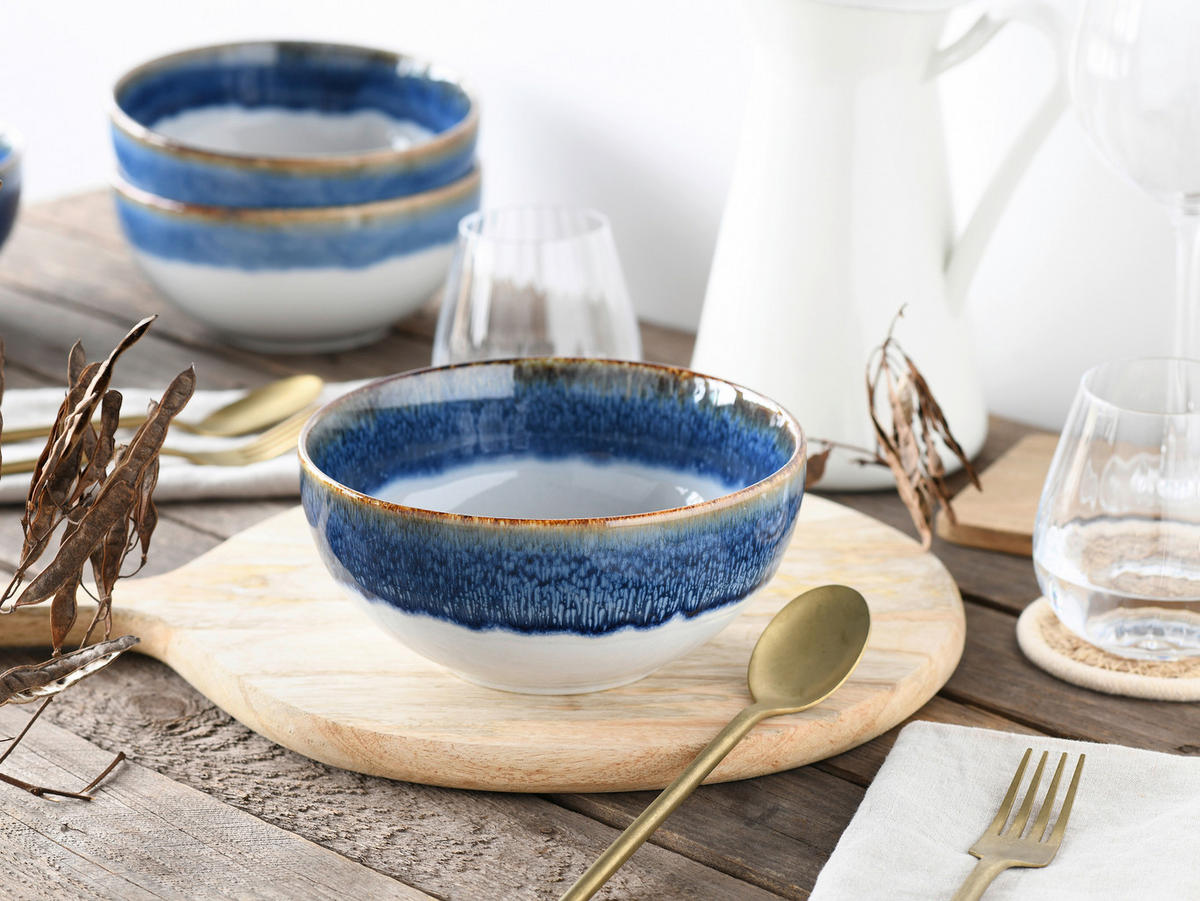 CreaTable Schüssel-Set Cascade blau Steinzeug Cascade - blau - CreaTable