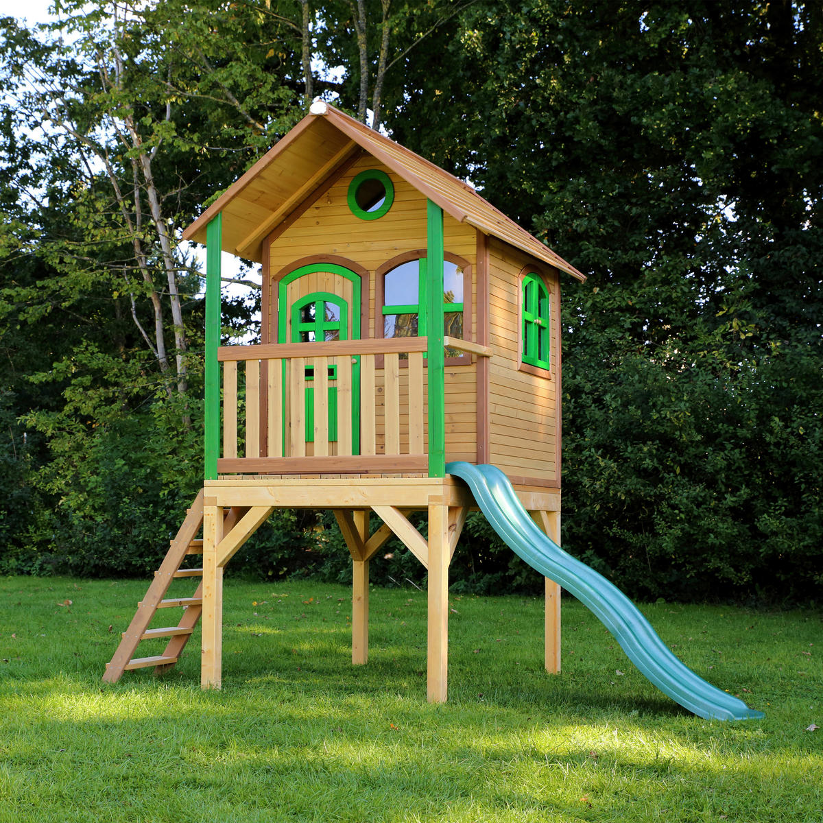 AXI Spielhaus Laura braun B/H/L: ca. 318x272x191 cm Laura - braun/grün (191,00/318,00/272,00cm) - AXI