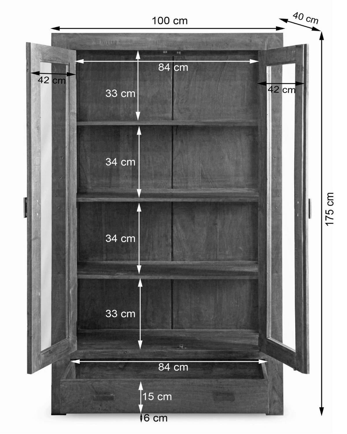 Vitrine Genua Akazie dunkel B/H/T: ca. 100x175x40 cm Genua - Akazie (100,00/175,00/40,00cm)