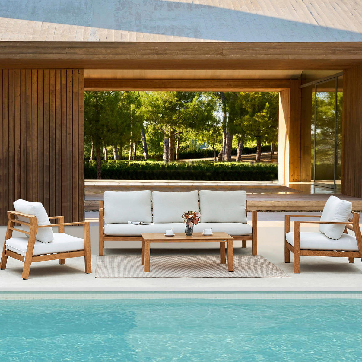 AXI Outdoor Living Loungeset Orla braun Metall B/H/L: ca. 223,5x73,5x89 cm Orla - braun/beige (89,00/223,50/73,50cm) - AXI Outdoor Living