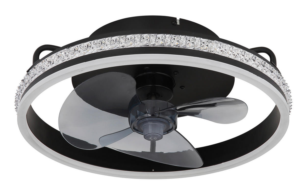 GLOBO Deckenventilator transparent schwarz H/D: ca. 14,5x40 cm max. 29 W CATALEYA - schwarz/transparent (40,00/14,50cm) - GLOBO