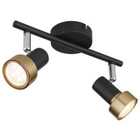 GLOBO Spot Chrom mattschwarz altgold Metall B/H/T: ca. 25x11,8x8,5 cm GU10 2 Brennstellen MASON - altgold/Chrom (25,00/11,80/8,50cm) - GLOBO