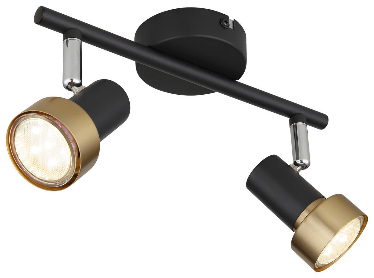 GLOBO Spot Chrom mattschwarz altgold Metall B/H/T: ca. 25x11,8x8,5 cm GU10 2 Brennstellen MASON - altgold/Chrom (25,00/11,80/8,50cm) - GLOBO