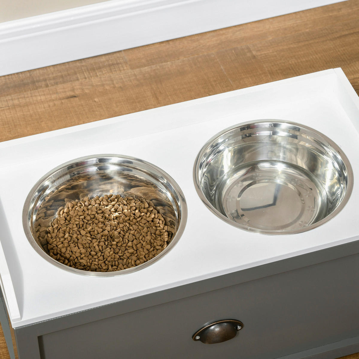 PawHut Hundenapf grau MDF B/H/L: ca. 30x36x60 cm Hundenapf - grau (60,00/30,00/36,00cm) - PawHut