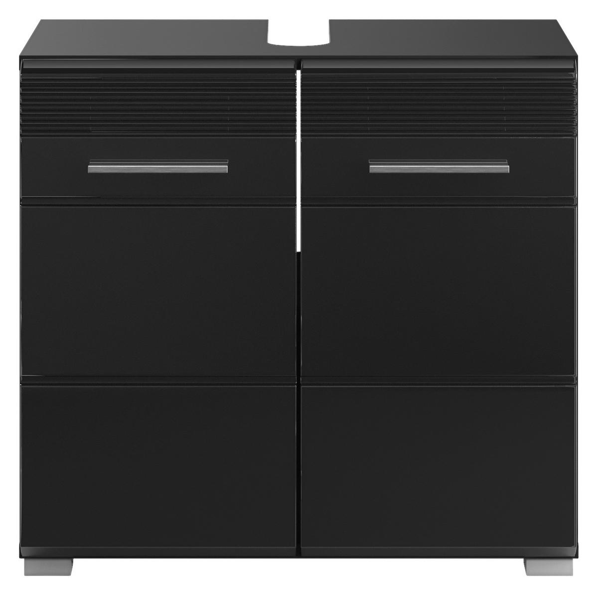 Waschbeckenunterschrank LINUS schwarz schwarz Hochglanz B/H/T: ca. 60x56x34 cm LINUS - schwarz (60,00/56,00/34,00cm) - xonox.home