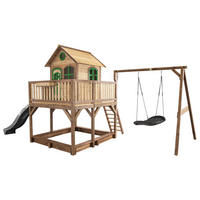 AXI Spielhaus Liam braun B/H/L: ca. 613x291x277 cm Liam - braun/grün (277,00/613,00/291,00cm) - AXI
