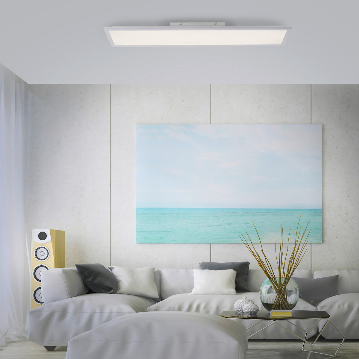 Just Light Deckenleuchte 12204-16  Flat weiß Kunststoff B/H/L: ca. 25x6x100 cm Flat - weiß (100,00/25,00/6,00cm) - Just Light