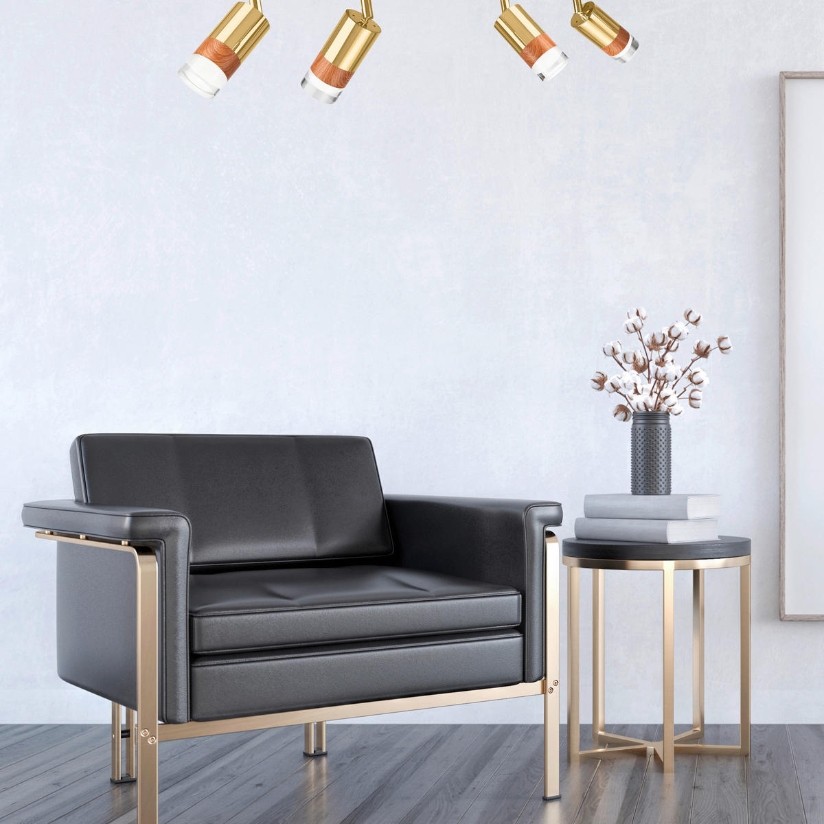 Lamkur Deckenleuchte gold Glas Stahl B/H/L: ca. 8x19x81 cm 4 Brennstellen AURORA - gold (81,00/8,00/19,00cm) - Lamkur