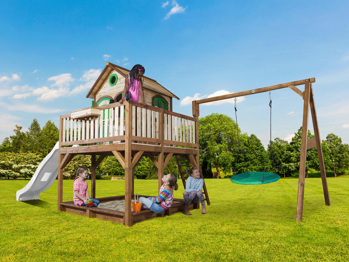 AXI Spielhaus Liam braun B/H/L: ca. 541x291x277 cm Liam - braun/weiß (277,00/541,00/291,00cm) - AXI