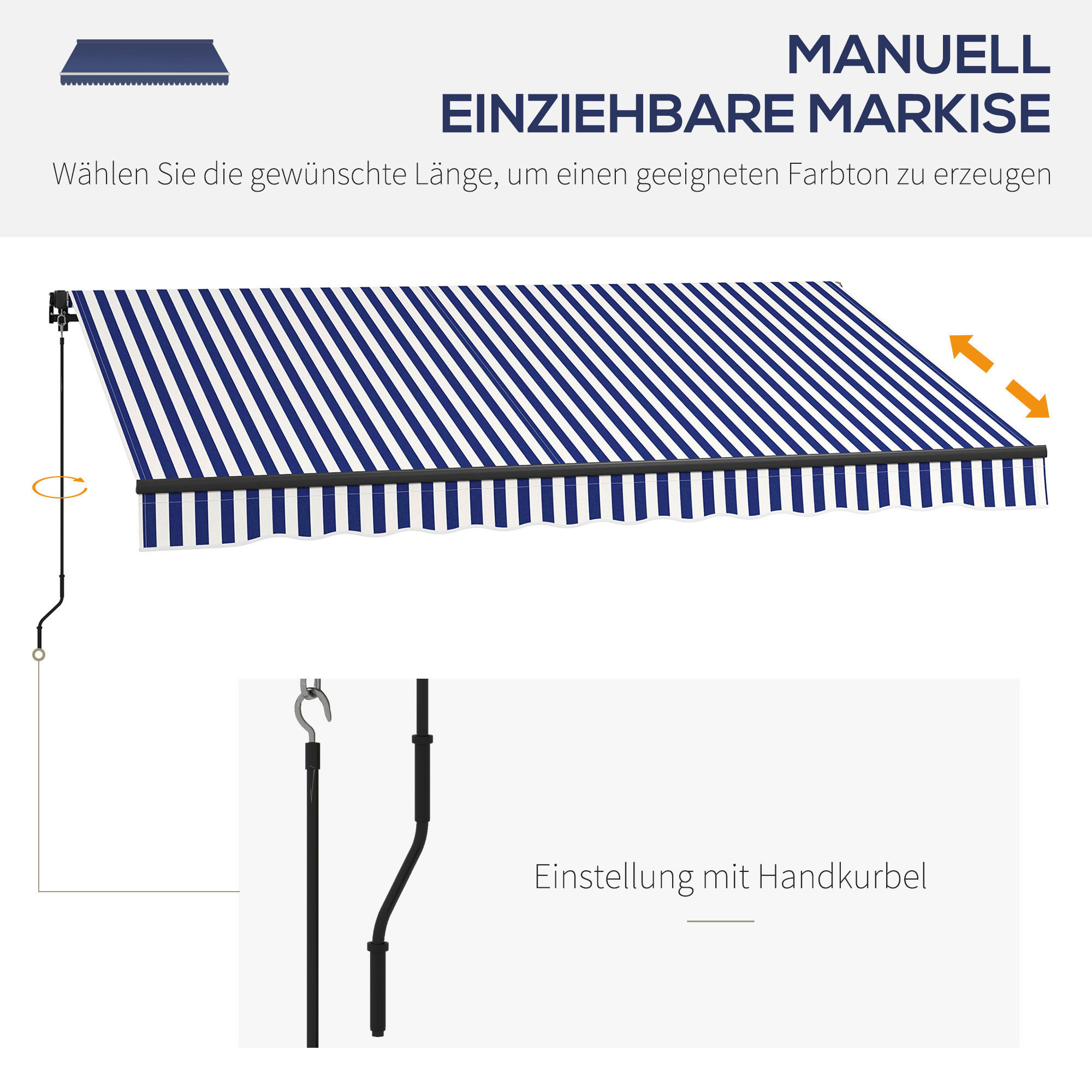 Markise blau B/H: ca. 290x350 cm Markise - blau/weiß (290,00/350,00cm) - Outsunny