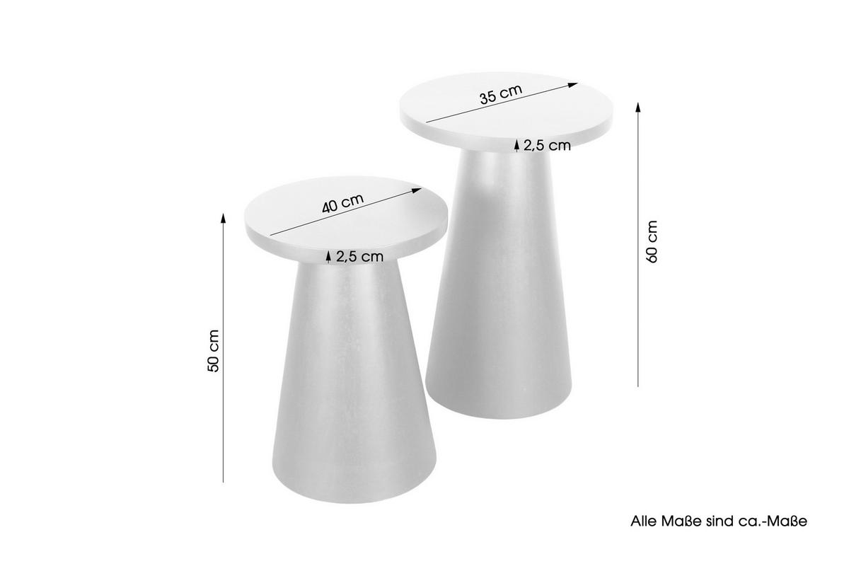 Beistelltisch CONE, 2er-Set weiß gekälkt Akazie H/D: ca. 60x40 cm CONE, 2er-Set - weiß (40,00/60,00cm) - byLIVING