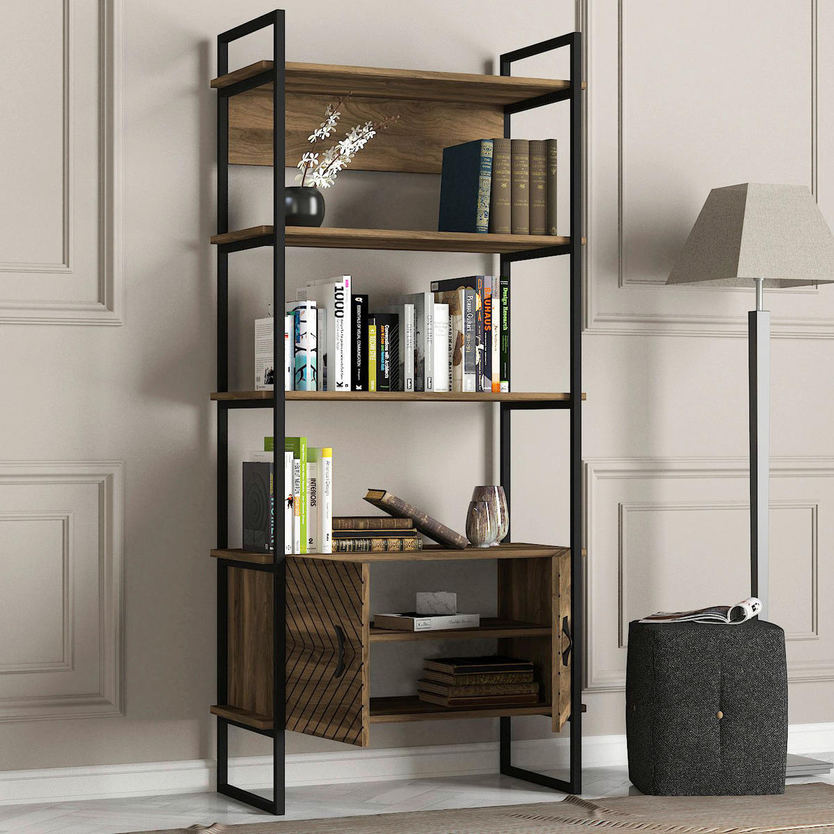 Regal Scala walnuss Nachbildung B/H/T: ca. 90x180x35 cm Scala - walnuss (90,00/180,00/35,00cm) - moebel17