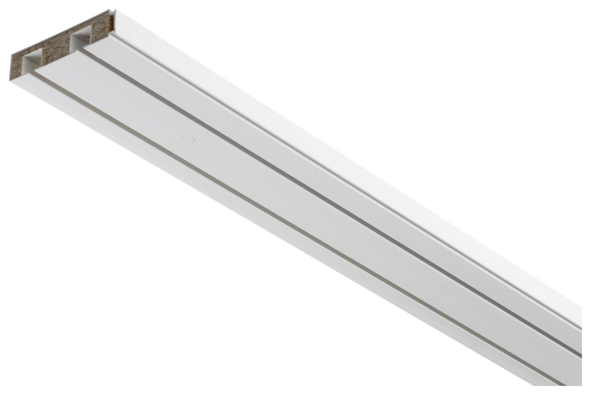 Boviva Gardinenschiene mit Holzkern weiß Holz L: ca. 120 cm 2.0 Läufe Schiene_Holzkern_2lfg. - weiß (120,00cm) - Boviva