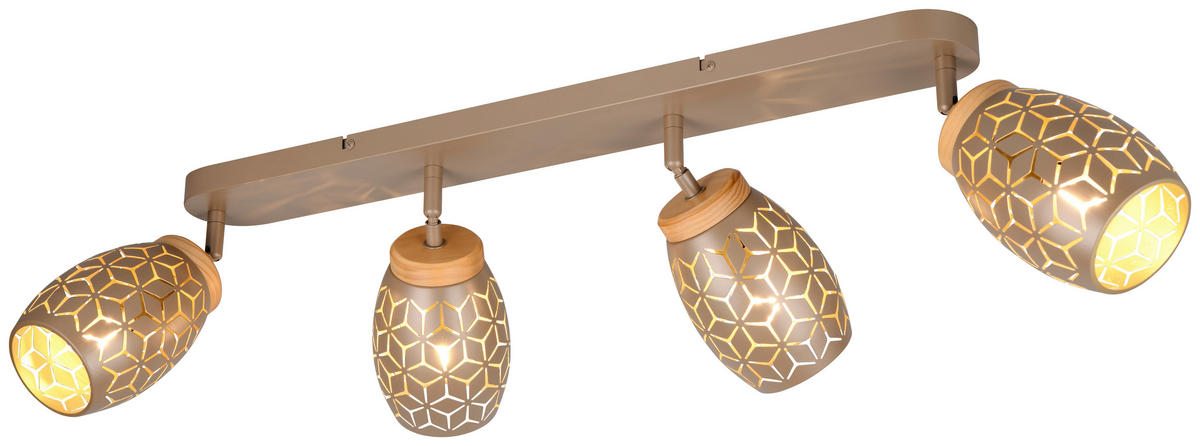 Reality Leuchten Spots kaffee gold Metall B/H/L: ca. 74x27x12 cm E14 4 Brennstellen Spot_Bidar 4 - gold/kaffee (12,00/74,00/27,00cm) - Reality Leuchten