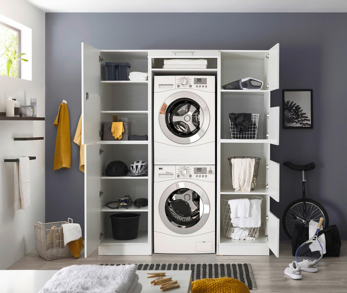 Respekta Hauswirtschaftsraum-Set Clara weiß matt B/H/T: ca. 167,4x200x67,6 cm Clara - weiß (167,40/200,00/67,60cm) - Respekta