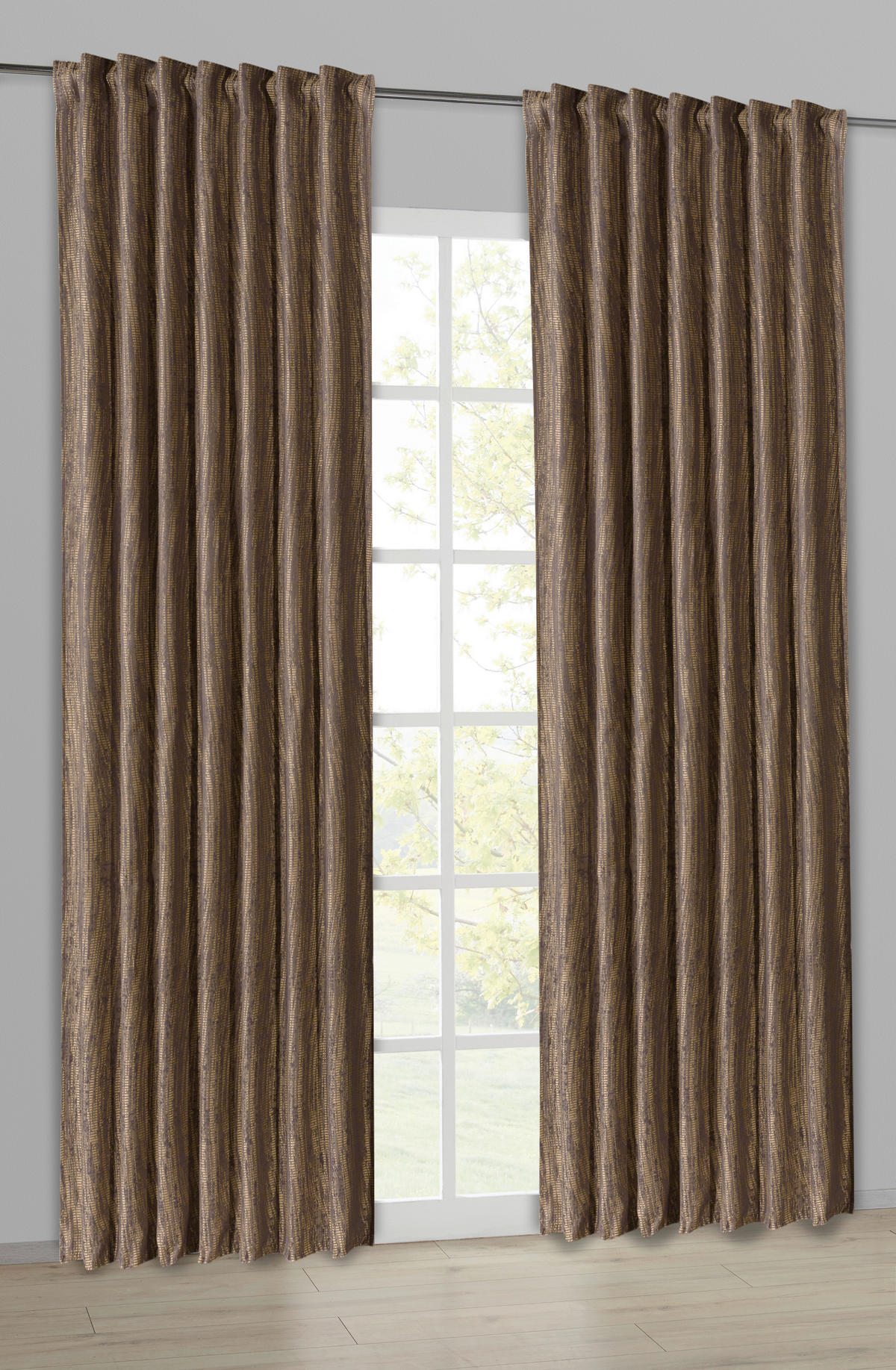 Kombivorhang Svenja braun B/L: ca. 140x245 cm Svenja - braun/gold (140,00/245,00cm)