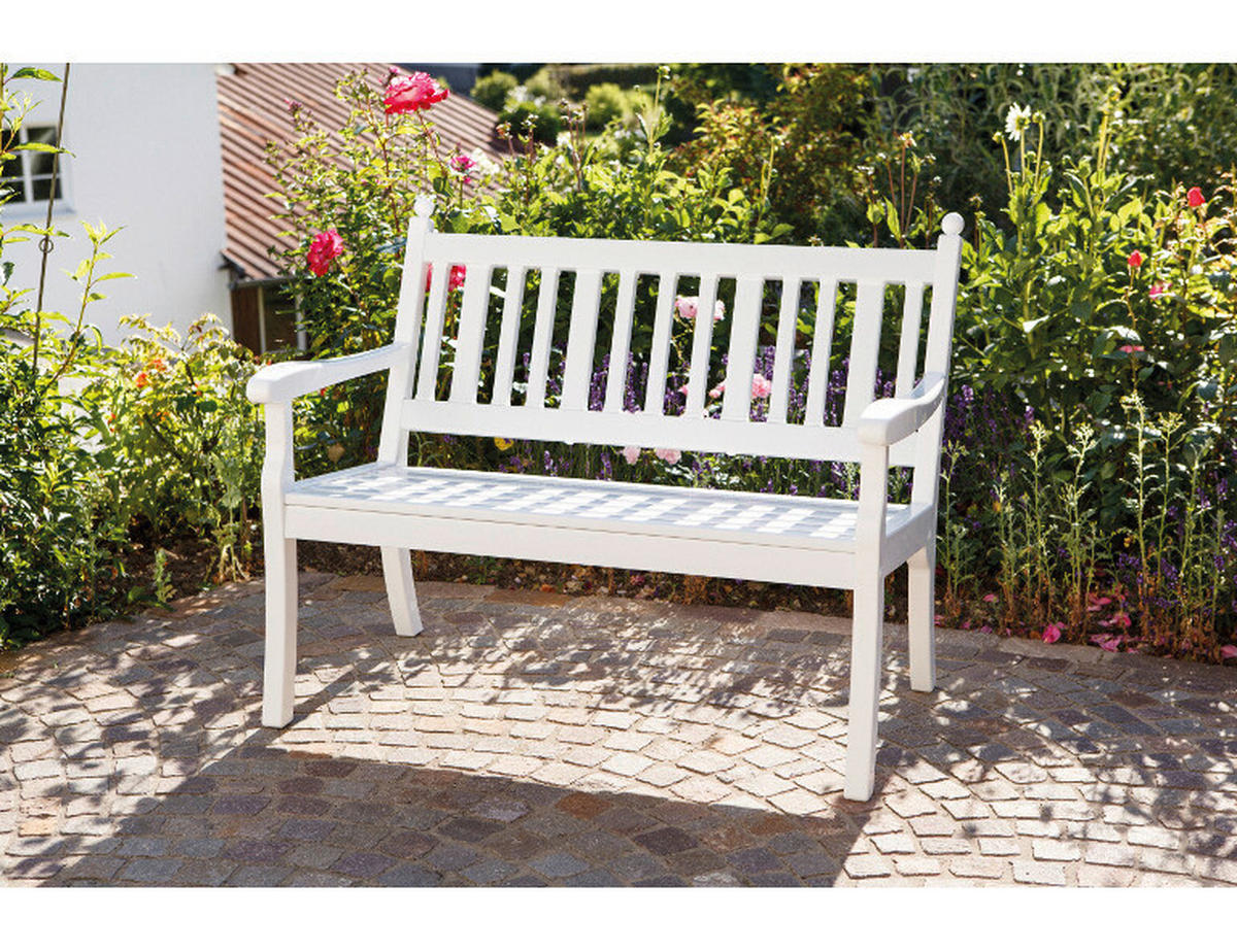 Blome Sitzbank Hohenzollern weiß Kunststoff B/H/L: ca. 69x88x115 cm Hohenzollern - weiß (115,00/69,00/88,00cm) - Blome