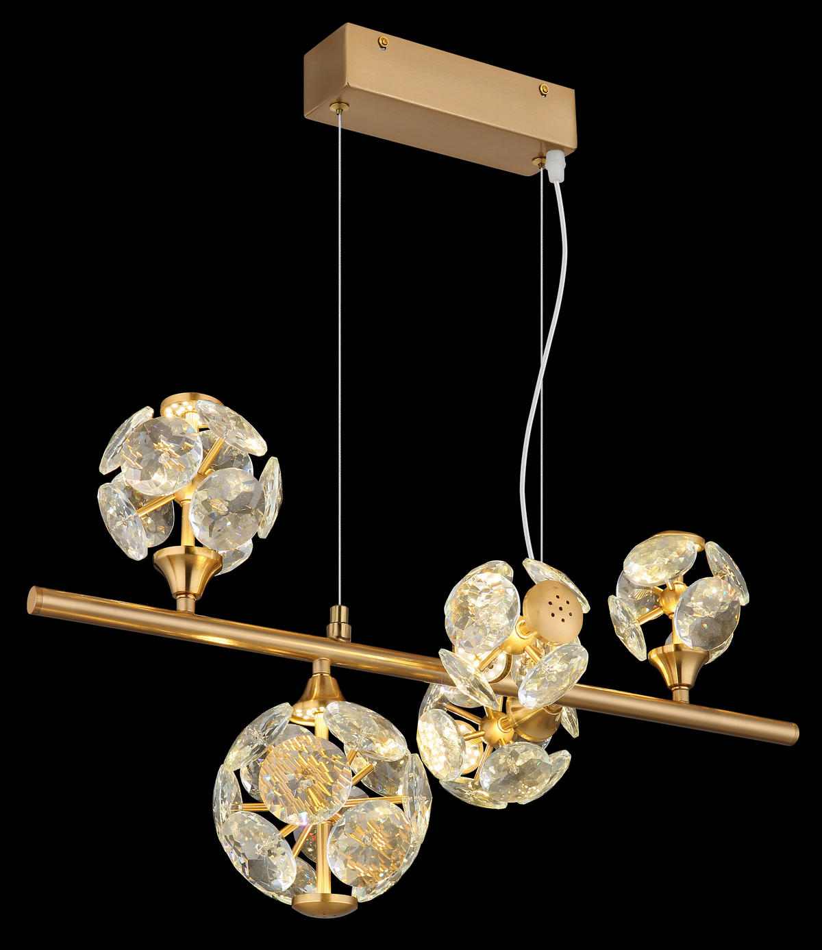 GLOBO Pendelleuchte klar gold Metall B/H/T/L: ca. 31x150x61x61 cm 1.0 Brennstellen Virina - klar/gold (61,00/31,00/150,00cm) - GLOBO