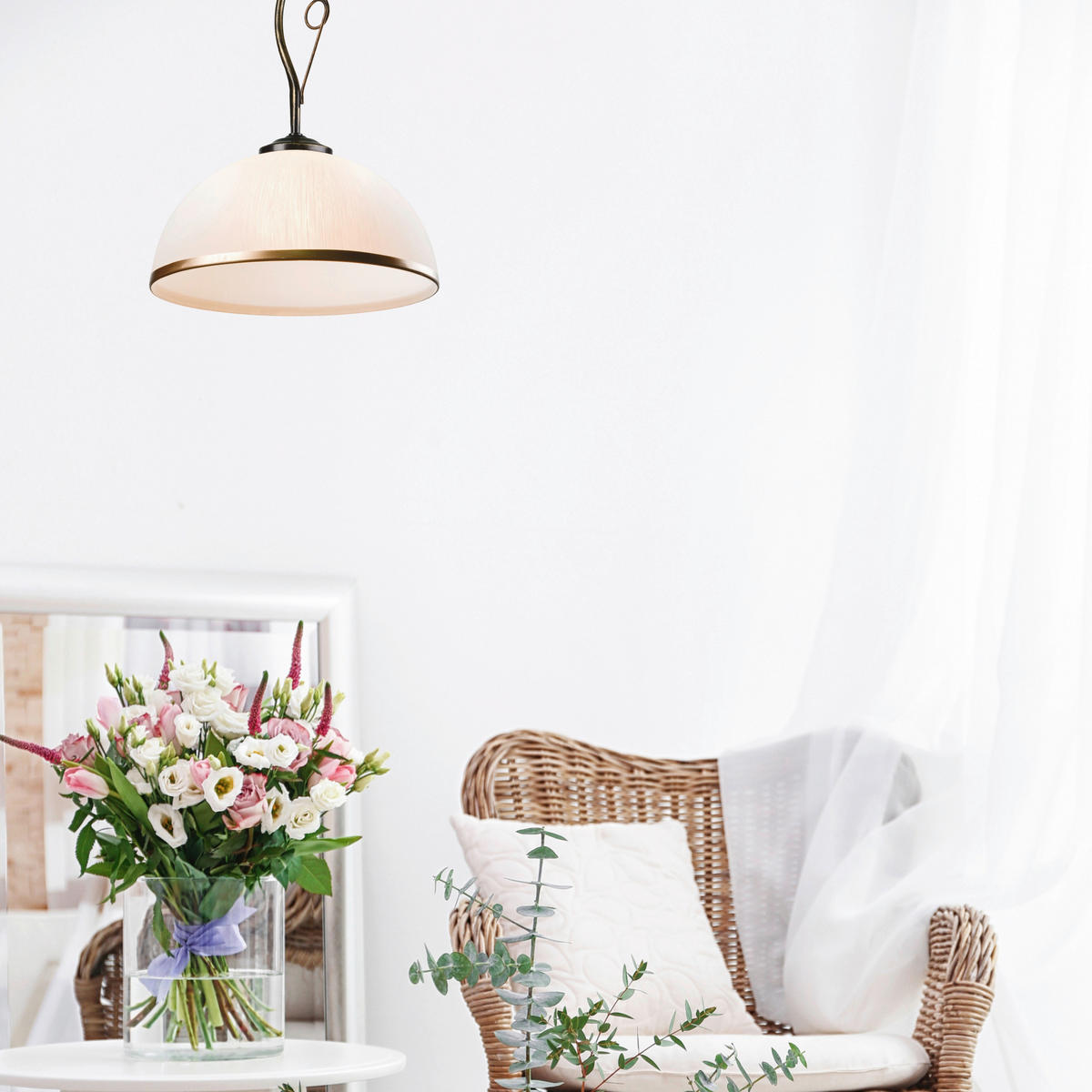 Lamkur Deckenleuchte schwarz Glas Stahl B/H/L: ca. 32,5x45x32,5 cm E27 1 Brennstellen RETRO - schwarz (32,50/32,50/45,00cm) - Lamkur