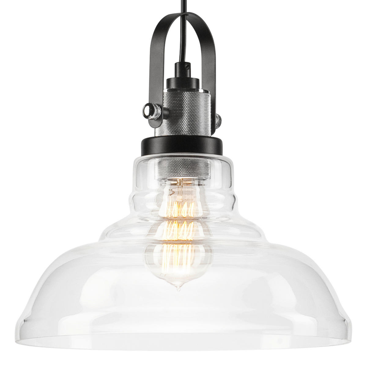 Lamkur Pendelleuchte MATTEO 40844 Chrom Stahl Glas H/L: ca. 112x28 cm E27 1 Brennstellen MatteO - Chrom (28,00cm) - Lamkur