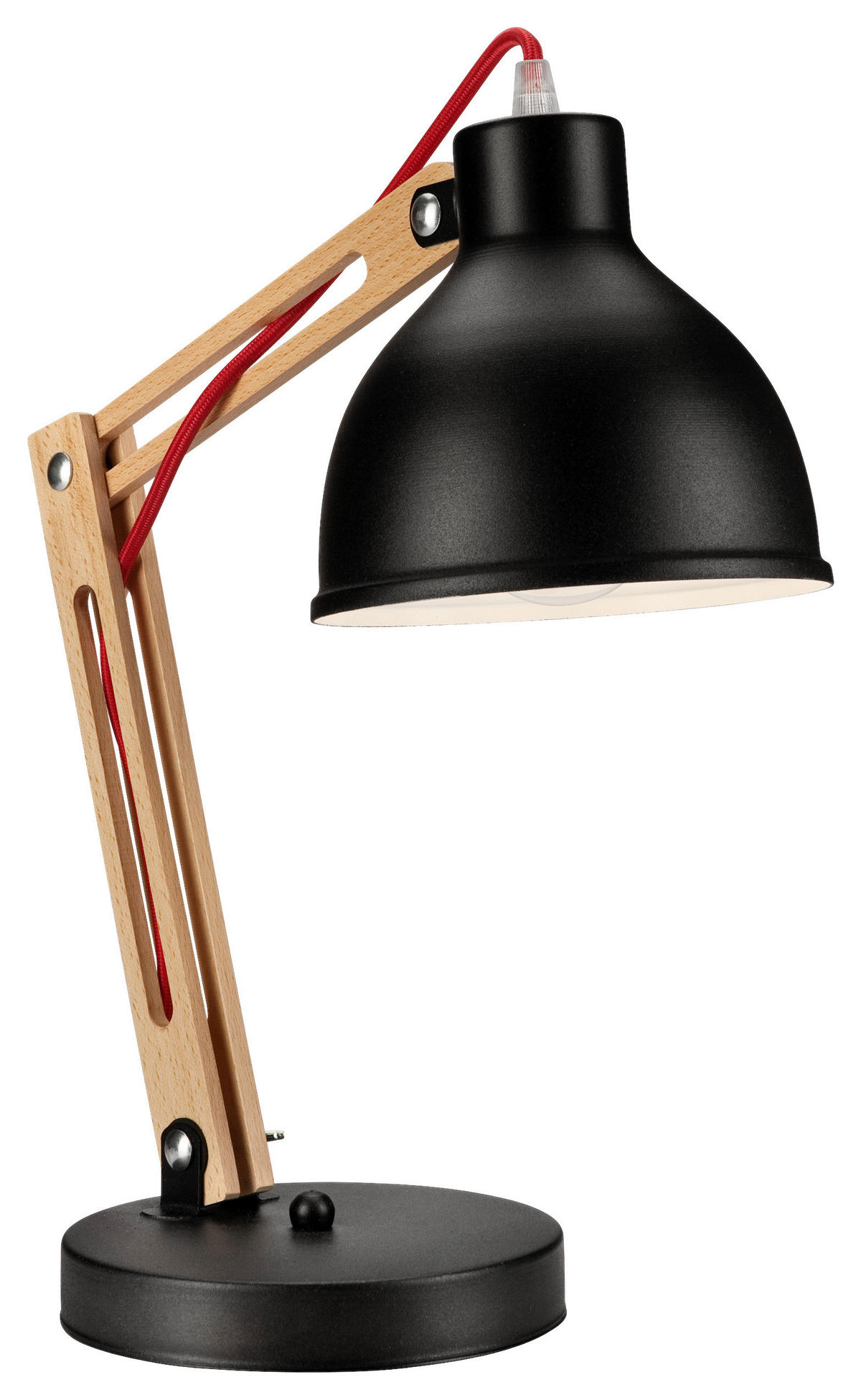 Lamkur Tischleuchte MARCELLO 34591 natur Stahl Holz H/L: ca. 44x31 cm E27 1 Brennstellen Marcello - natur (31,00cm) - Lamkur