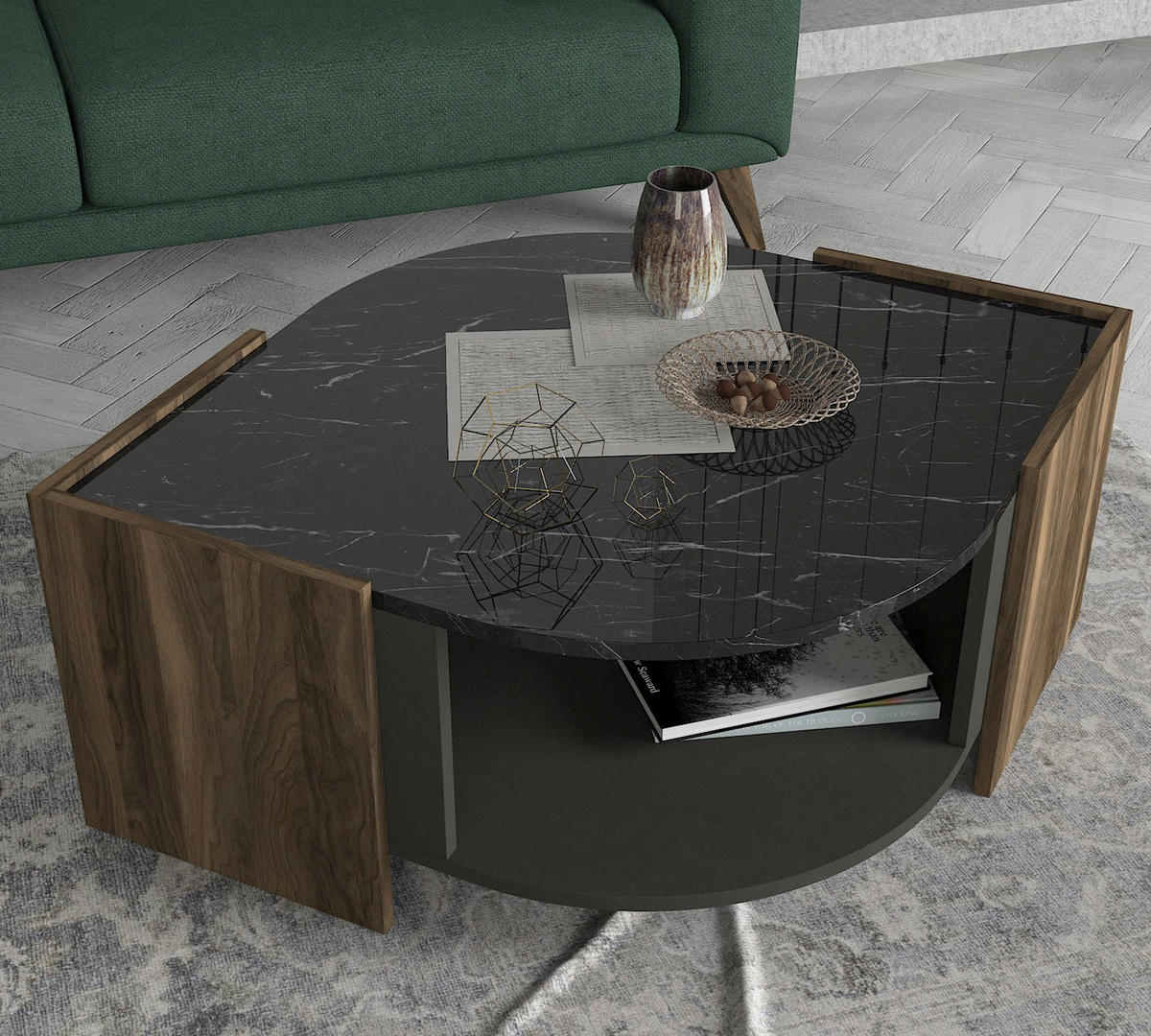 Couchtisch Marbel walnuss Nachbildung Marmoroptik B/H/T: ca. 75x40x75 cm Marbel - Marmoroptik/walnuss (75,00/40,00/75,00cm) - moebel17
