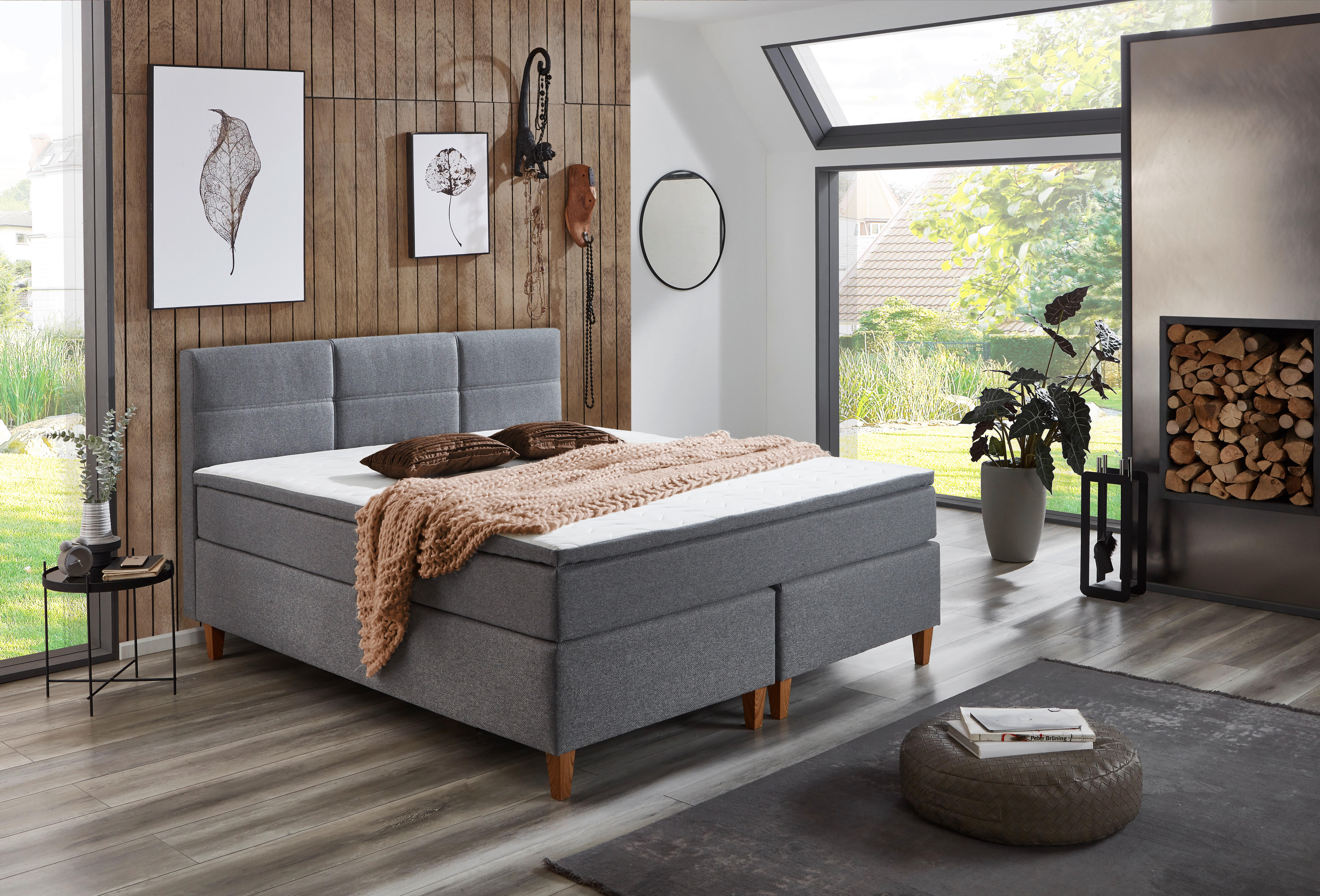 Boxspringbett Kenora grau Liegefläche B/L: ca. 140x200 cm Kenora - grau (140,00/69,00/213,00cm)