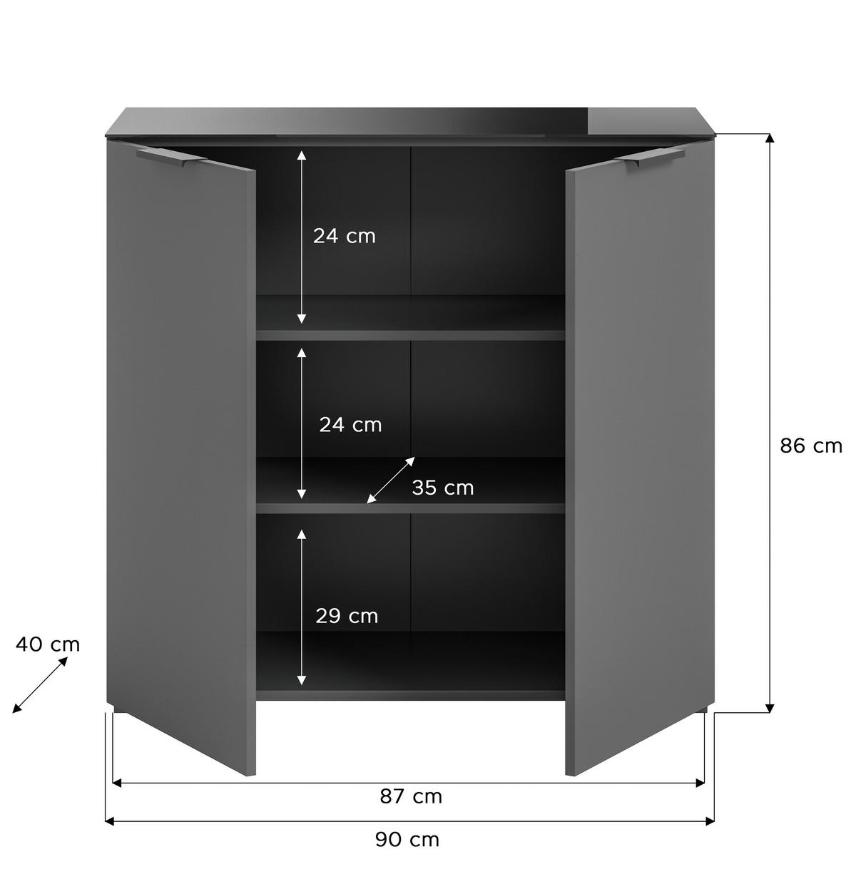 Kommode Ray anthrazit B/H/T: ca. 90x86x40 cm Ray - anthrazit (90,00/86,00/40,00cm) - xonox.home