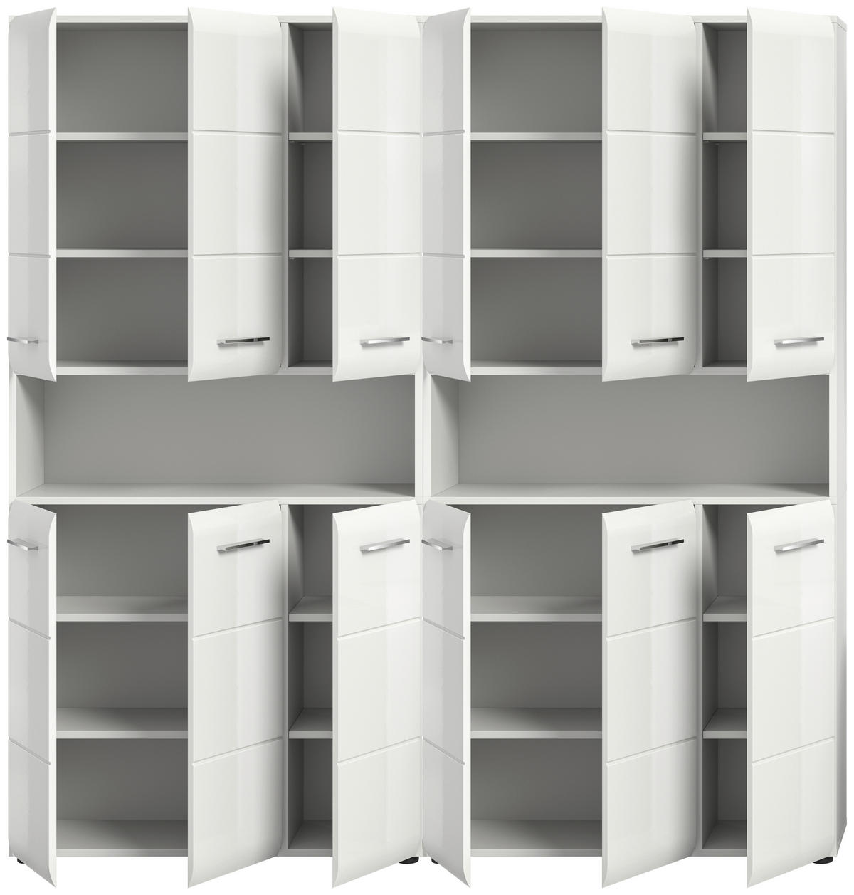 Badezimmer-Set Ice weiß weiß Hochglanz B/H/T: ca. 180x185x30 cm Ice - weiß (180,00/185,00/30,00cm) - xonox.home