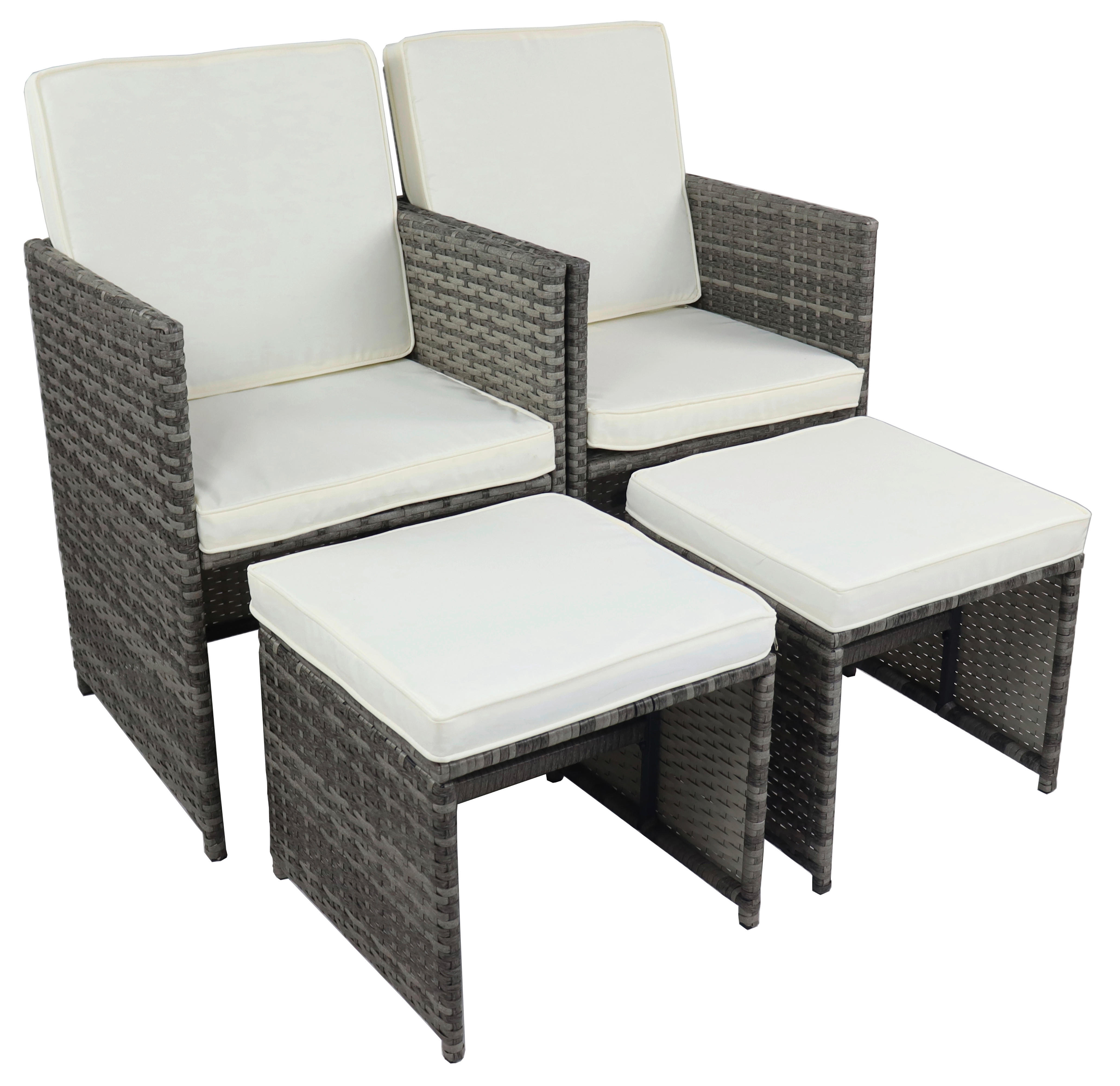 VCM Gartenstuhl 4er Set grau Rattan B/H/L: ca. 53x84x53 cm Gartenstuhl 4er Set Raloso - grau (53,00/53,00/84,00cm) - VCM
