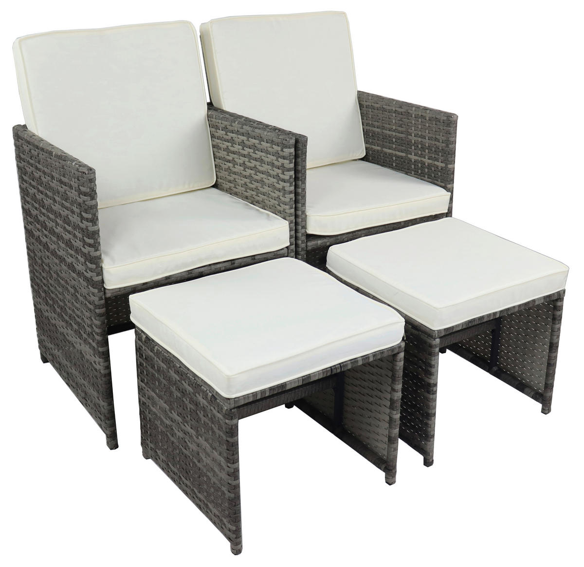 VCM Gartenstuhl 4er Set grau Rattan B/H/L: ca. 53x84x53 cm Gartenstuhl 4er Set Raloso - grau (53,00/53,00/84,00cm) - VCM