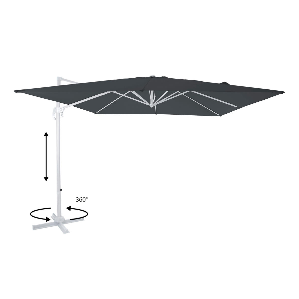 AXI Outdoor Living Ampelschirm Nima weiß Metall B/H/L: ca. 300x250x300 cm Nima - weiß/grau (300,00/300,00/250,00cm) - AXI Outdoor Living