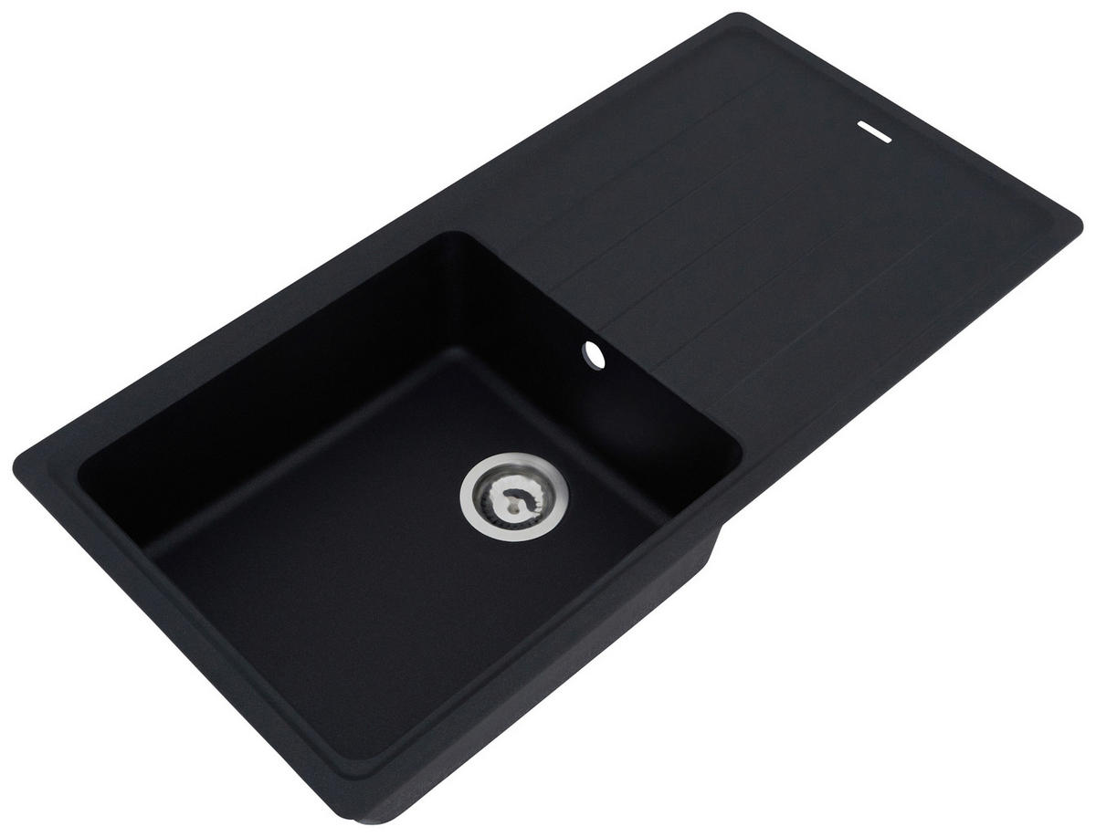 Respekta Einbauspüle Columbia 100 x 50 S schwarz Granitverbundmaterial B/H/T: ca. 100x18,5x50 cm Columbia 100 x 50 S - schwarz (100,00/18,50/50,00cm) - Respekta