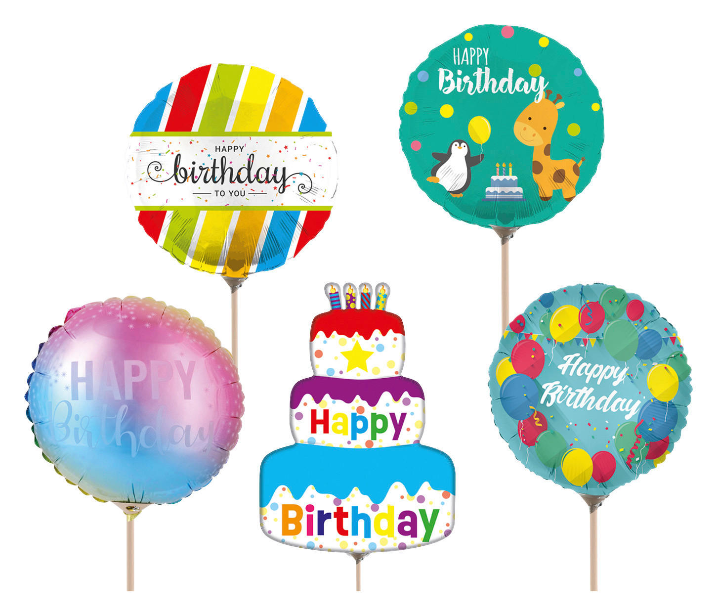 PD-Party Happy Folie Luftballons Set – 60 Jahre Design, Mehrfarbig, 46 Cm, Für Helium Oder Luft, Wiederverwendbar