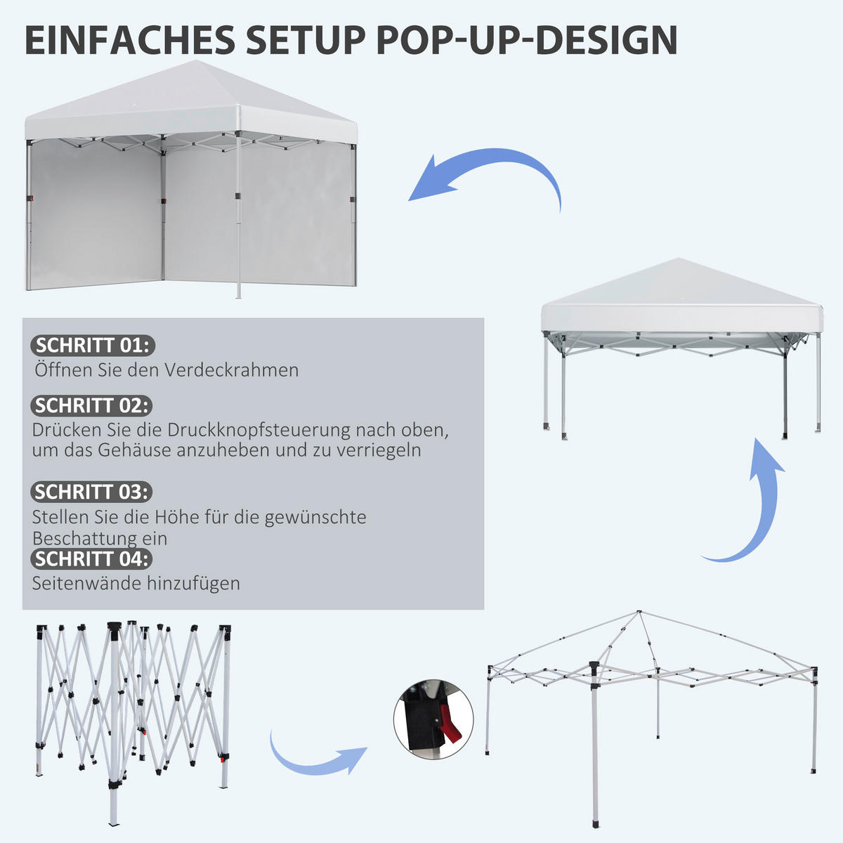 Outsunny Faltpavillon hellgrau Stahl B/H/L: ca. 297x274x297 cm Faltpavillon - hellgrau (297,00/297,00/274,00cm) - Outsunny