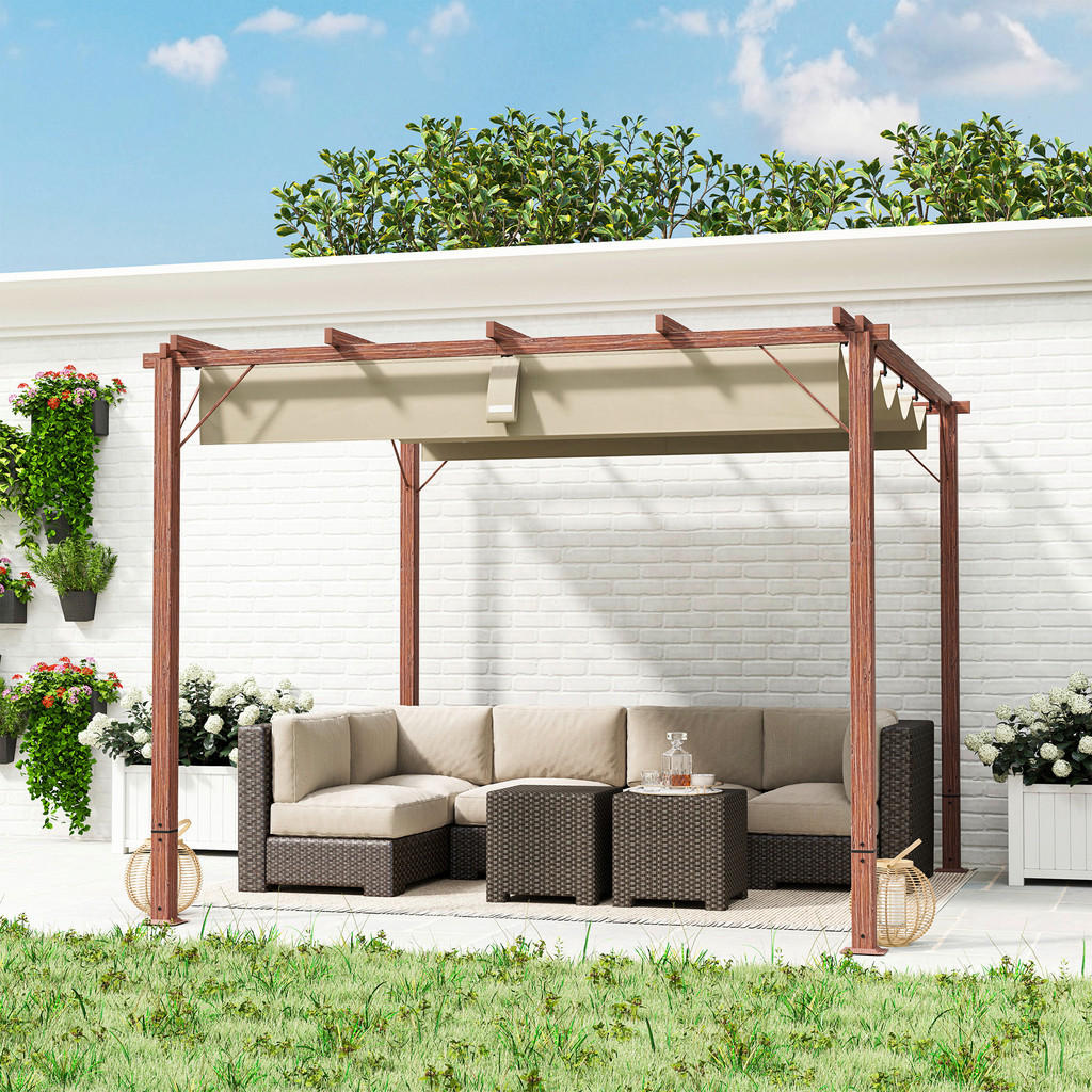 Thumbnail - Outsunny Pergola natur Aluminium B/H/L: ca. 296x232x299 cm