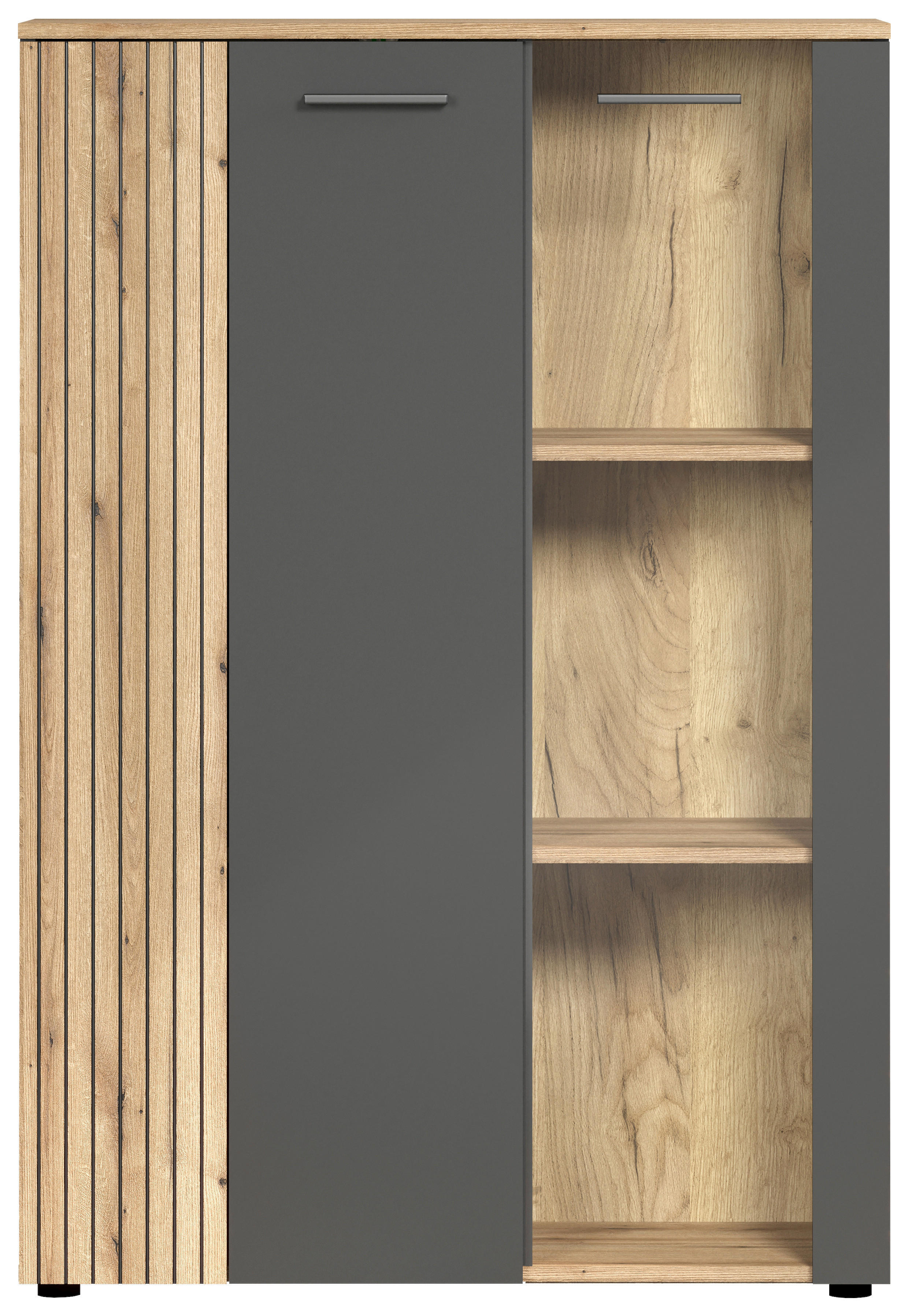 Vitrine Esteban anthrazit Eiche Evoke Coast Nachbildung B/H/T: ca. 90x132x34 cm Esteban - Eiche/anthrazit (90,00/132,00/34,00cm)
