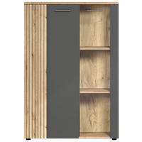 Vitrine Esteban anthrazit Eiche Evoke Coast Nachbildung B/H/T: ca. 90x132x34 cm Esteban - Eiche/anthrazit (90,00/132,00/34,00cm)