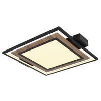 GLOBO LED-Deckenleuchte Opal schwarz Metall Kunststoff B/H/T: ca. 45x5,5x50 cm GABALDO - schwarz/Opal (45,00/5,50/50,00cm) - GLOBO