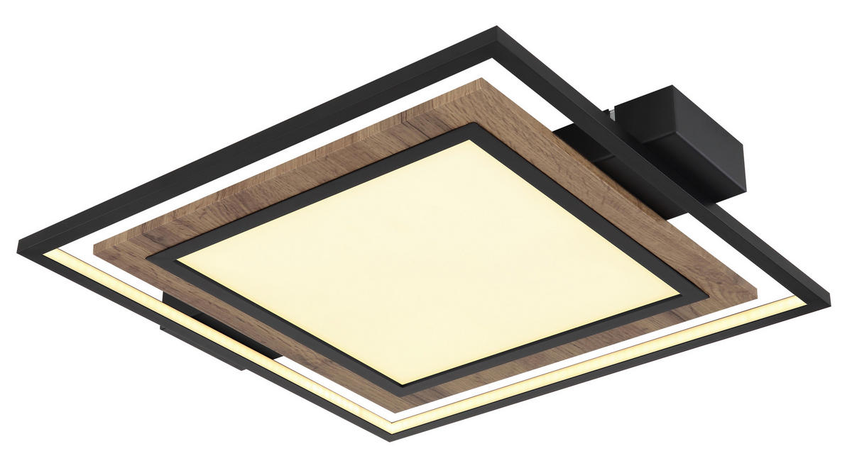 GLOBO LED-Deckenleuchte Opal schwarz Metall Kunststoff B/H/T: ca. 45x5,5x50 cm GABALDO - schwarz/Opal (45,00/5,50/50,00cm) - GLOBO